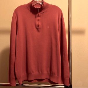 Mens IZOD Knit Quarter Zip Burnt Orange Pullover